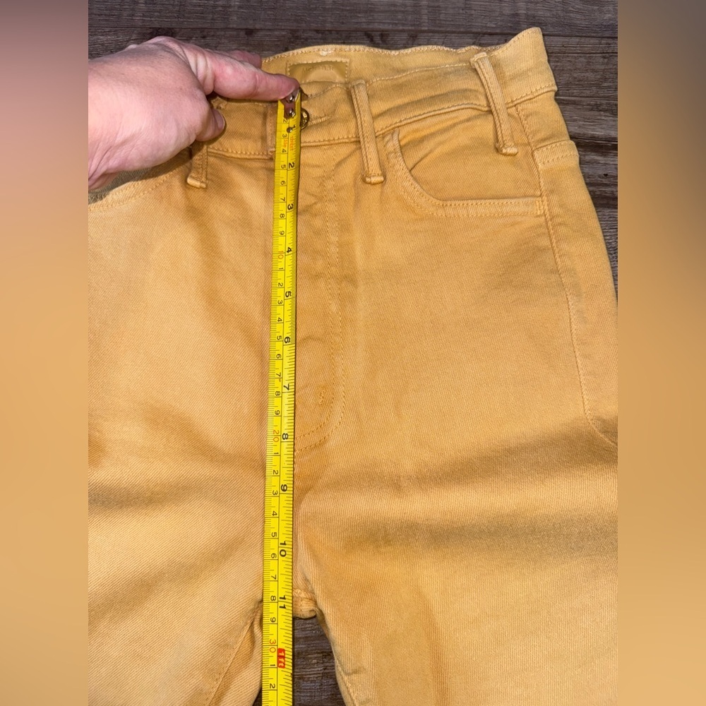 MOTHER The Hustler Ankle Fray Mustard Yellow High Rise Flare Jeans 25 - Picture 6 of 7